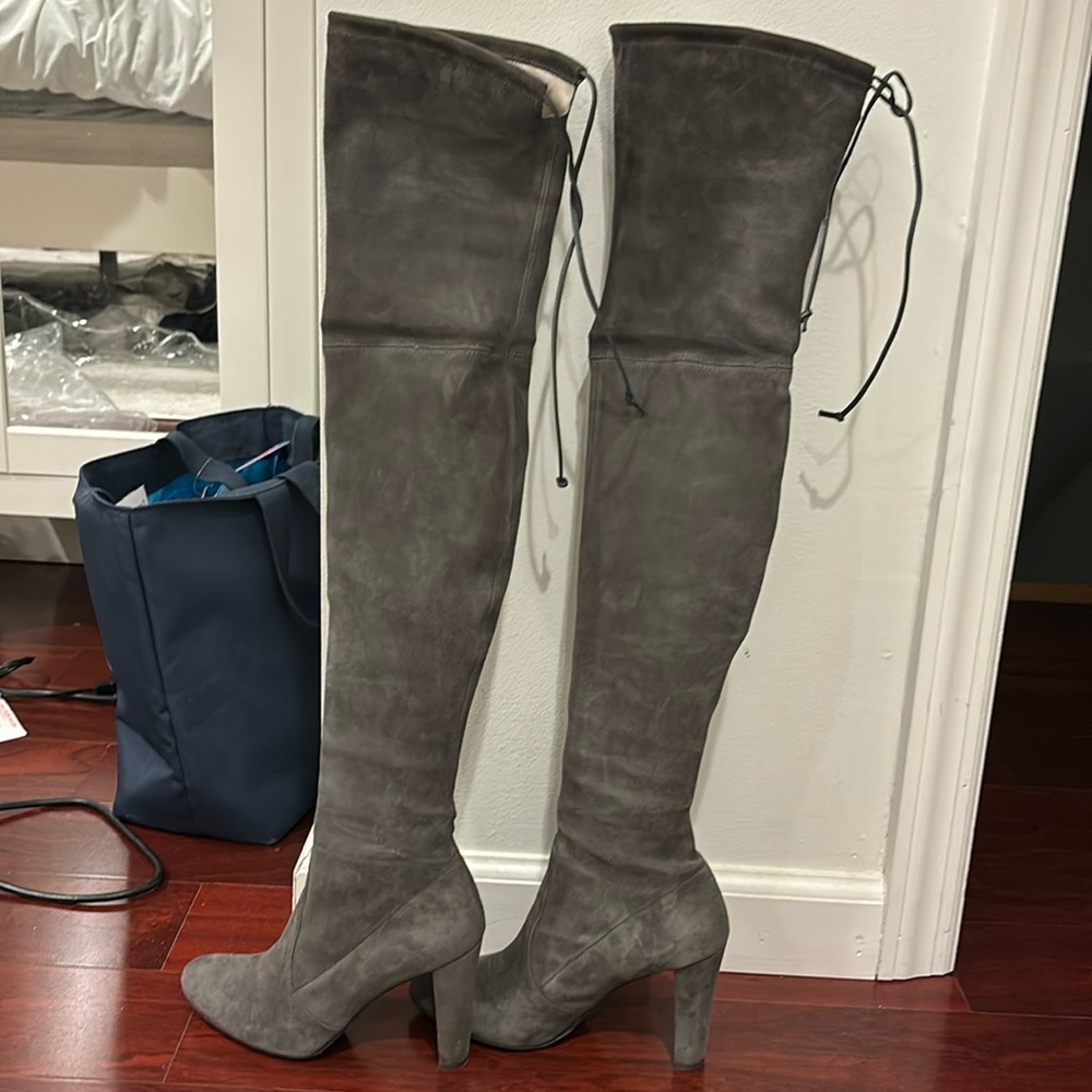 Stuart Weitzman Highland dark grey OTK boots